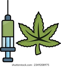 Concepto de viales de maleza o hachís, diseño de iconos vectoriales de THCA líquido, símbolo de cannabis y marihuana, signo de thc y cbd, ilustración recreativa de plantas medicinales