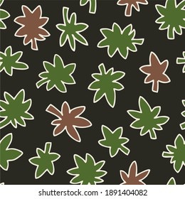 Weed Hemp Ganja Seamless Vector Pattern