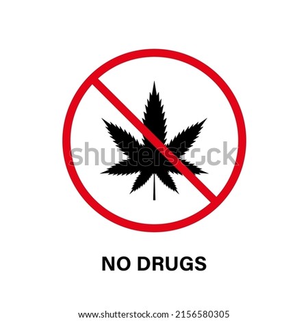 Weed Hemp THC Stop Symbol. Marijuana Leaf Black Forbidden Icon. Cannabis CBD Sativa Silhouette Ban Pictogram. Non Marijuana Plant Sign. Prohibited Illegal Cannabis. Isolated Vector Illustration.