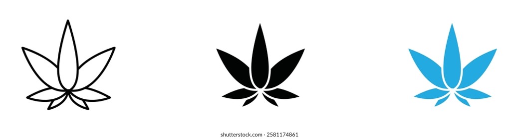 Weed icon black white vector outline