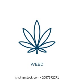 Weed Icon. Thin Linear Weed Outline Icon Isolated On White Background. Line Vector Weed Sign, Symbol For Web And Mobile