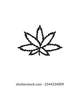 ícone de maconha Ilustração de linha fina plana do vetor