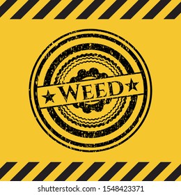 Weed inside warning sign, black grunge emblem. Vector Illustration. Detailed.