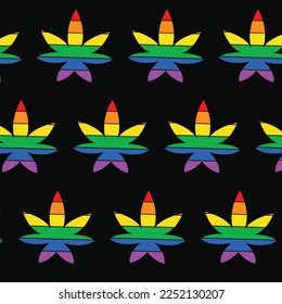 weed lead seamless pattern illustration.Graffiti lettering,urban art,marijuana,cannabis,weed leaf Gay,lgbt rigts,rainbow design