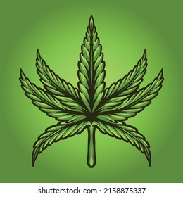 Weed leaf colorful vintage style logo illustrations