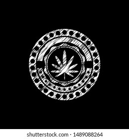 weed leaf icon with chalkboard texture