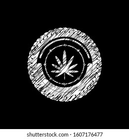 weed leaf icon with chalkboard texture