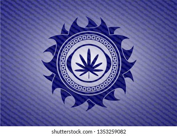 weed leaf icon with denim texture