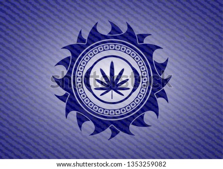 weed leaf icon with denim texture