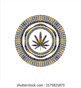 icono de la hoja de hierba en el fondo de la placa arabesca. decoración árabe. 