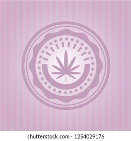 weed leaf icon inside badge with pink background