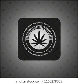 weed leaf icon inside black badge