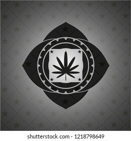 weed leaf icon inside black emblem. Vintage.