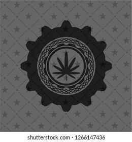 weed leaf icon inside black emblem. Vintage.