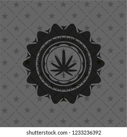 weed leaf icon inside dark badge or emblem