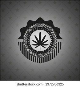 weed leaf icon inside dark emblem