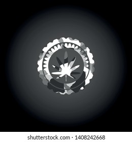 weed leaf icon inside grey camouflage texture