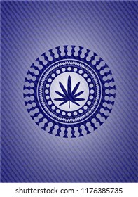 weed leaf icon inside jean background