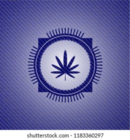 weed leaf icon inside jean background