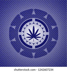 weed leaf icon inside jean background