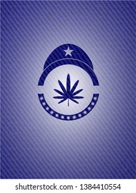 weed leaf icon inside jean background