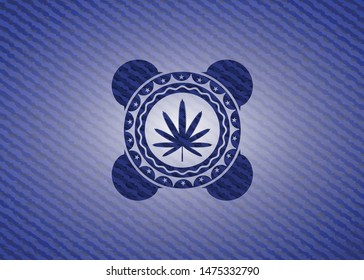 weed leaf icon inside jean background