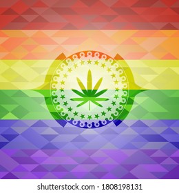 icono de la hoja de hierba dentro del emblema de los colores de lgbt. 
