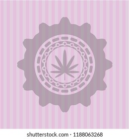 weed leaf icon inside pink emblem