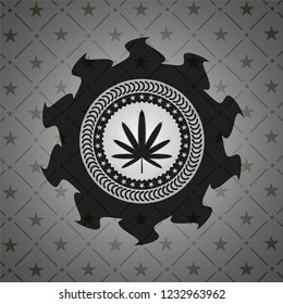 weed leaf icon inside realistic dark emblem