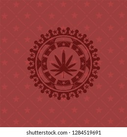 weed leaf icon inside red icon or emblem
