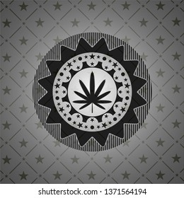 weed leaf icon inside retro style black emblem