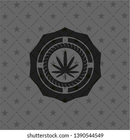 weed leaf icon inside retro style black emblem