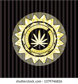 weed leaf icon inside shiny emblem