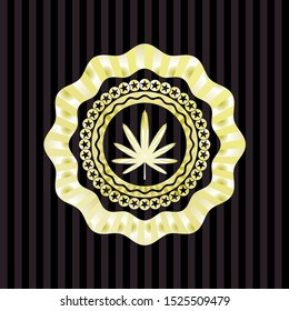 weed leaf icon inside shiny badge