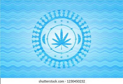 weed leaf icon inside water badge.
