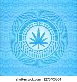 weed leaf icon inside water badge.
