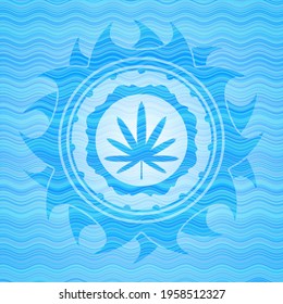 Unkrautblattsymbol in der Wasserwelle Repräsentationszeichen. 