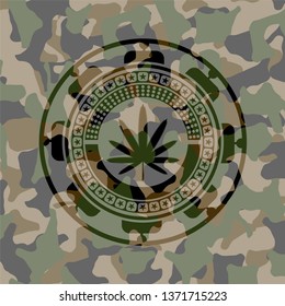 Weed Leaf Icon On Camo Pattern Stock Vector (Royalty Free) 1371715223 ...