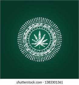 weed leaf icon on chalkboard
