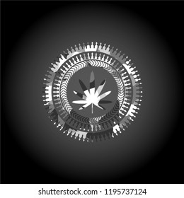 weed leaf icon on grey camo pattern