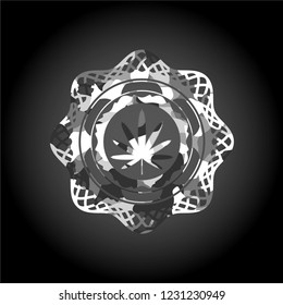 weed leaf icon on grey camo texture