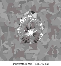 weed leaf icon on grey camo pattern