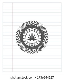 dibujo de lápiz con icono de hoja de hierba. Ilustración vectorial. Detallado. 