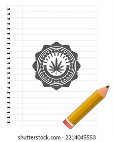 weed leaf icon penciled. Vector Illustration. Detailed. 