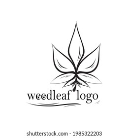 logo de la hoja de maleza en blanco y negro. ilustración de diseño simple
