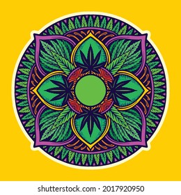 Weed Leaf Mandala Trippy Tapestry Vector illustrations for your work Logo, mascot merchandise t-shirt, stickers and Label designs, poster, greeting cards advertising business company or brands.