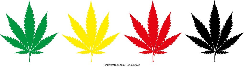 Weed leafs in reggae colors