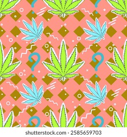 Weed Leaves Pop Art Cannabis Leaf Vector