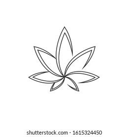 Weed line vector icon symbol for medical drug use