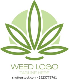 desenho do logotipo da erva daninha com folha de maconha vetorial para clipart de cannabis